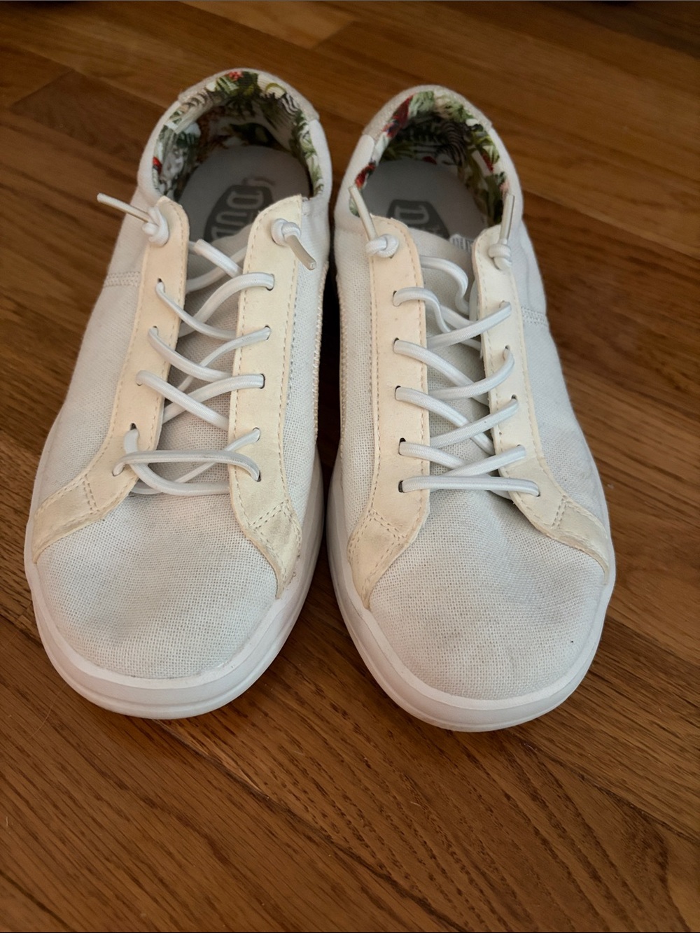 Hey Dude Women's  White Canvas Slip-On Sneakers